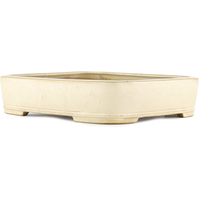 Rectangular off-white bonsai pot by Yamafusa - 350 x 280 x 74 mm