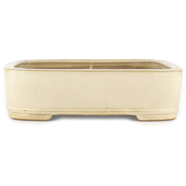Rectangular off-white bonsai pot by Yamafusa - 350 x 280 x 74 mm