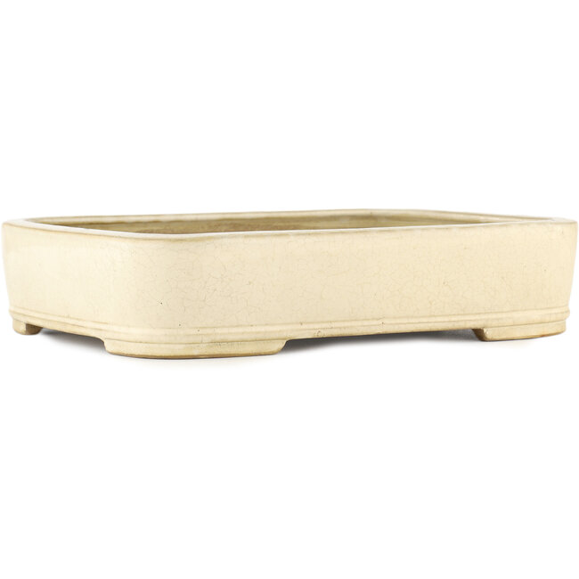 Rechthoekige gebroken witte bonsaipot van Yamafusa - 350 x 280 x 74 mm
