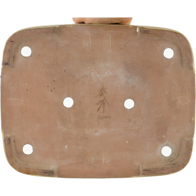 Maceta rectangular para bonsái blanco roto de Yamafusa - 350 x 280 x 74 mm