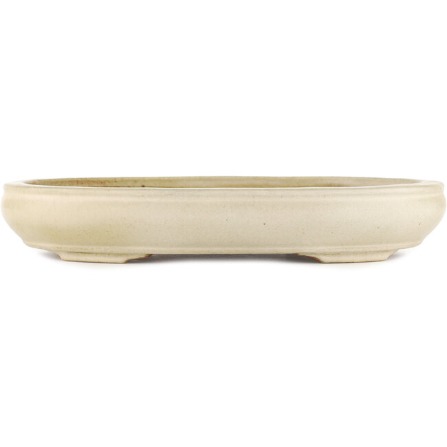 Oval off-white bonsai pot by Hattori - 372 x 290 x 60 mm
