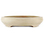 Oval off-white bonsai pot by Hattori - 372 x 290 x 60 mm
