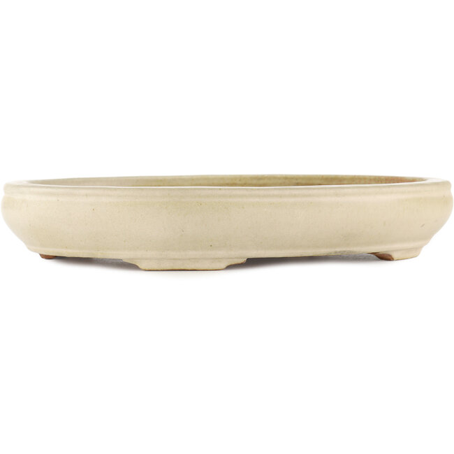 Pot à bonsaï ovale blanc cassé par Hattori - 372 x 290 x 60 mm