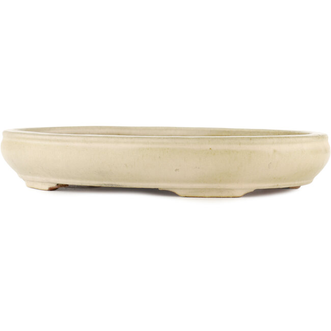 Ovale gebroken witte bonsaipot van Hattori - 372 x 290 x 60 mm