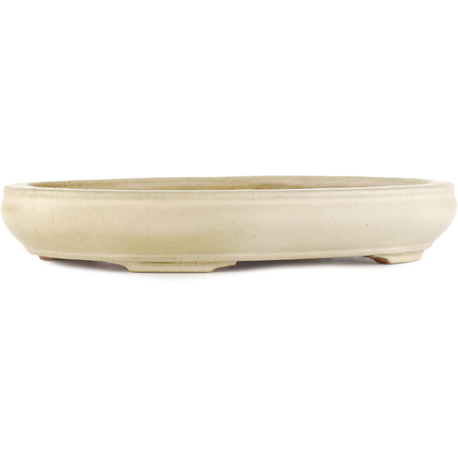 Vaso bonsai ovale bianco sporco di Hattori - 372 x 290 x 60 mm