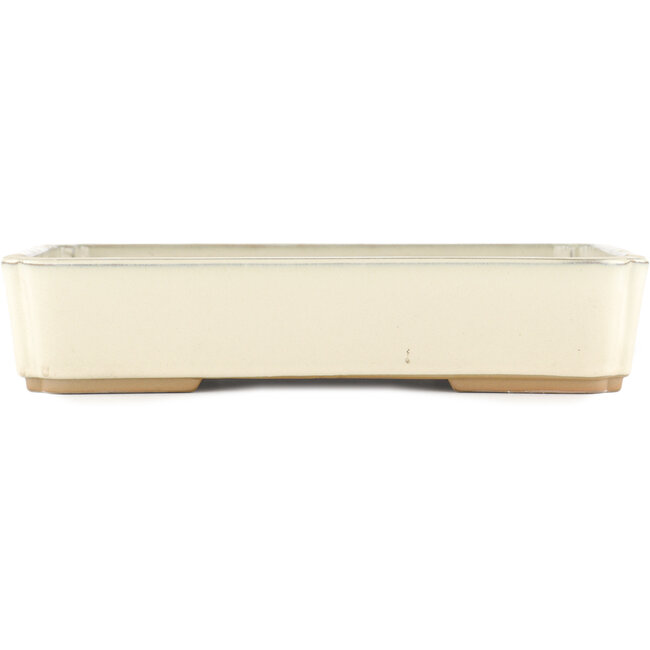 Rectangular off-white bonsai pot by Tokoname - 368 x 269 x 75 mm