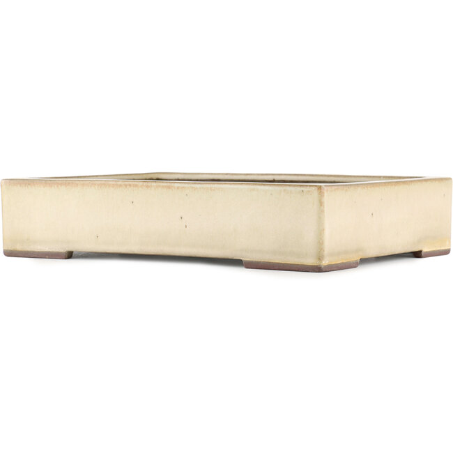 Rectangular off-white bonsai pot by Yamaaki - 373 x 280 x 78 mm