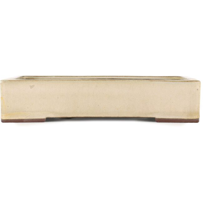 Rectangular off-white bonsai pot by Yamaaki - 373 x 280 x 78 mm