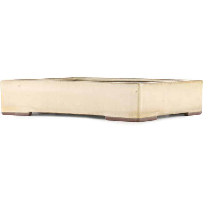 Maceta rectangular para bonsái blanco roto de Yamaaki - 373 x 280 x 78 mm
