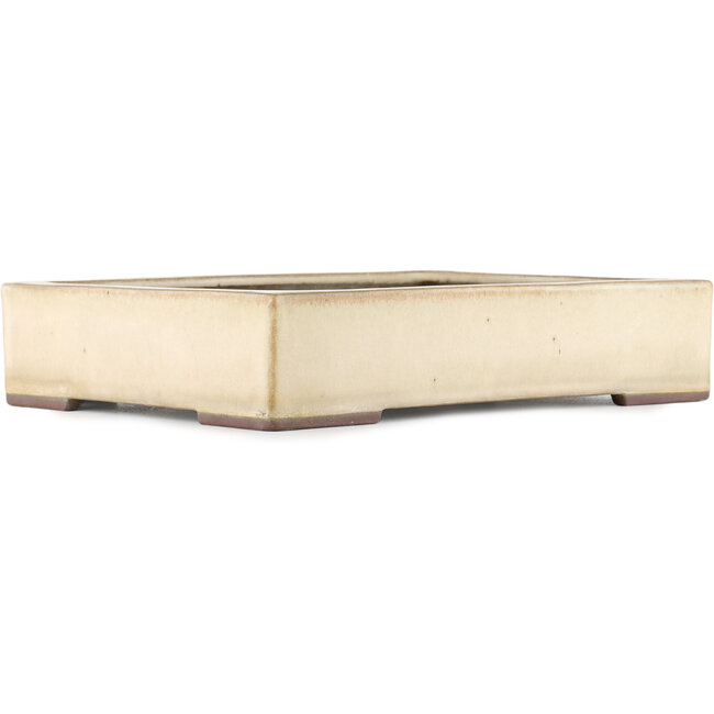 Rectangular off-white bonsai pot by Yamaaki - 373 x 280 x 78 mm