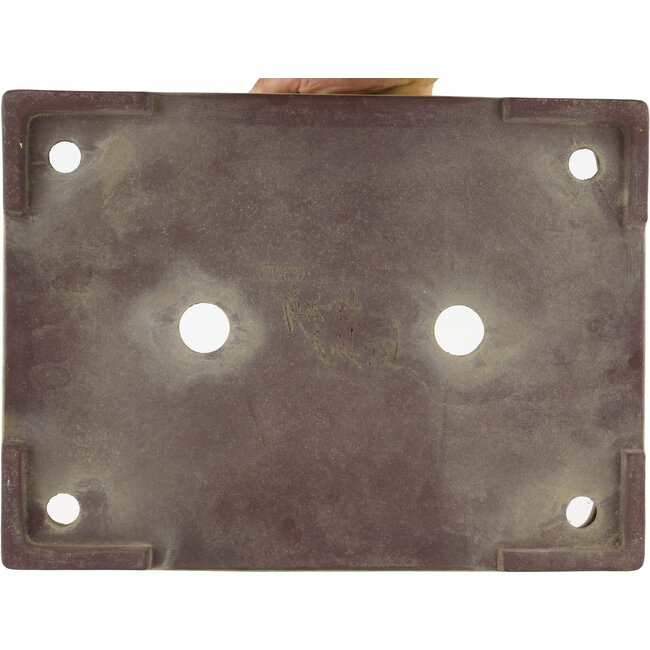 Maceta rectangular para bonsái blanco roto de Yamaaki - 373 x 280 x 78 mm