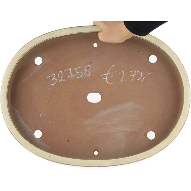 Ovaler cremefarbener Bonsai-Topf - 410 x 303 x 51 mm -