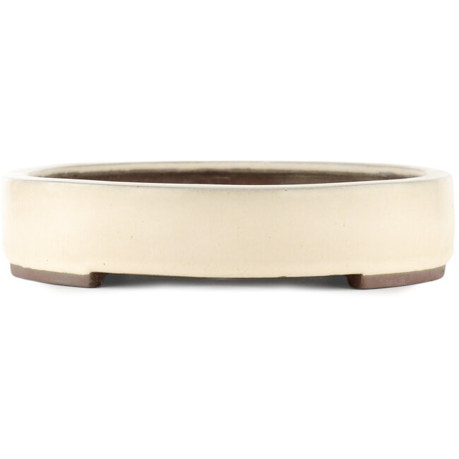 Pot à bonsaï ovale blanc cassé par Yamaaki - 403 x 292 x 63 mm