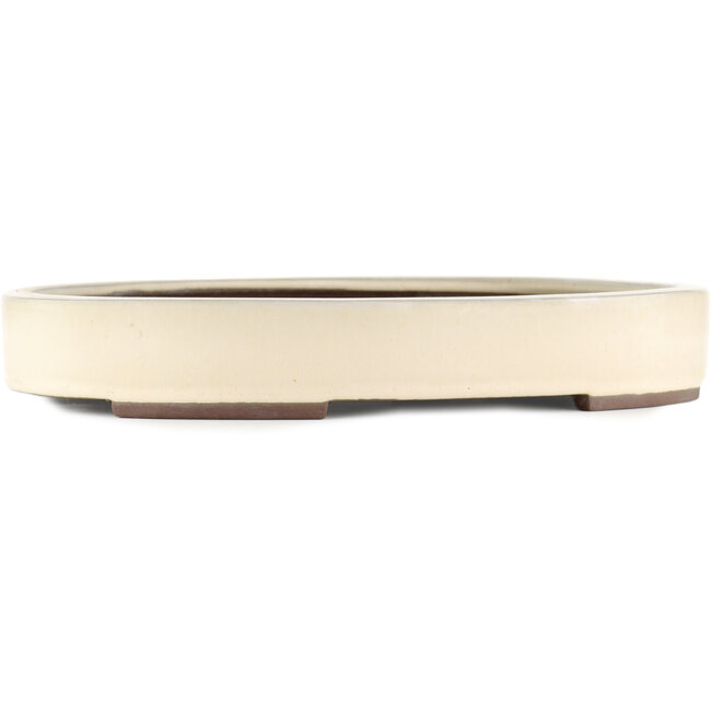 Pot à bonsaï ovale blanc cassé par Yamaaki - 403 x 292 x 63 mm