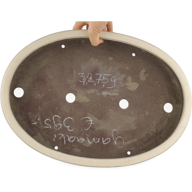 Maceta para bonsái ovalada blanco roto de Yamaaki - 403 x 292 x 63 mm