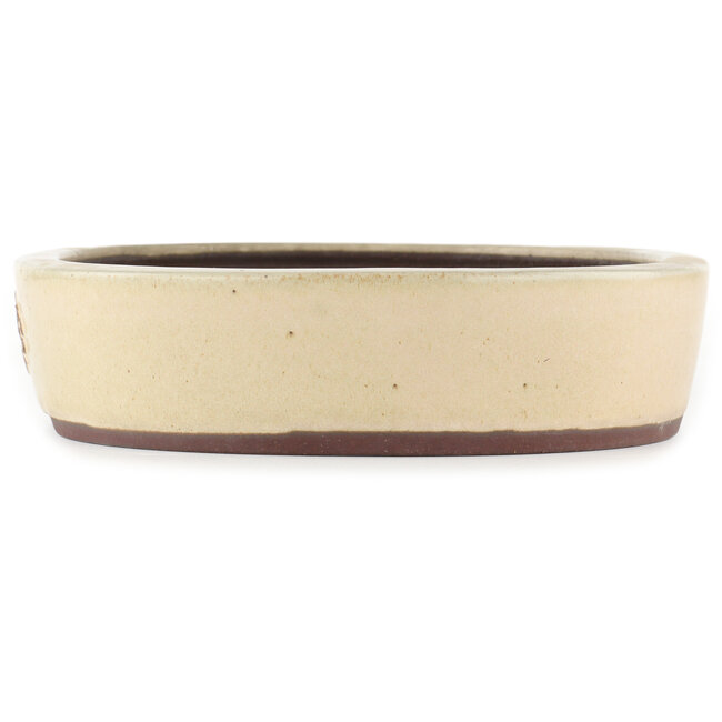Oval off-white bonsai pot by Yamaaki - 403 x 316 x 77 mm