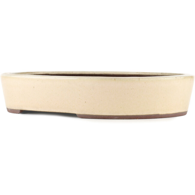 Vaso bonsai ovale bianco sporco di Yamaaki - 403 x 316 x 77 mm