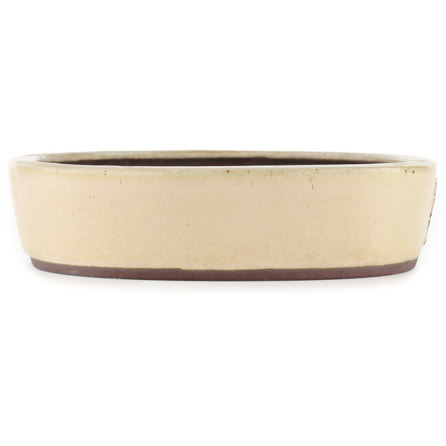 Pot à bonsaï ovale blanc cassé par Yamaaki - 403 x 316 x 77 mm
