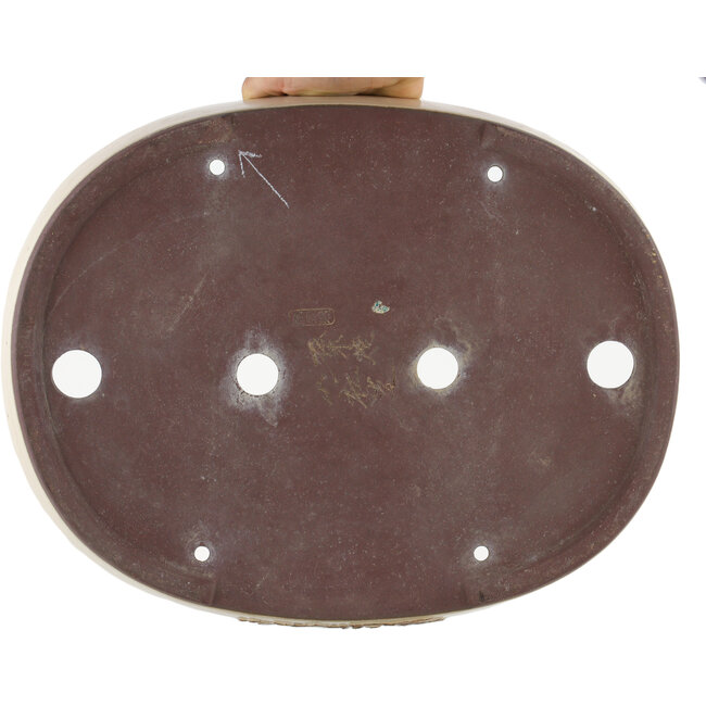 Maceta para bonsái ovalada blanco roto de Yamaaki - 403 x 316 x 77 mm