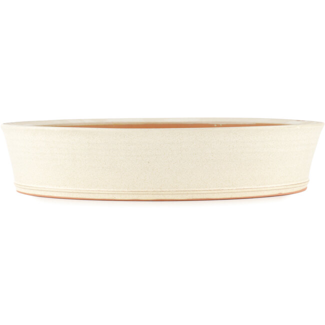 Ronde gebroken witte bonsaipot van Shoko - 340 x 340 x 75 mm