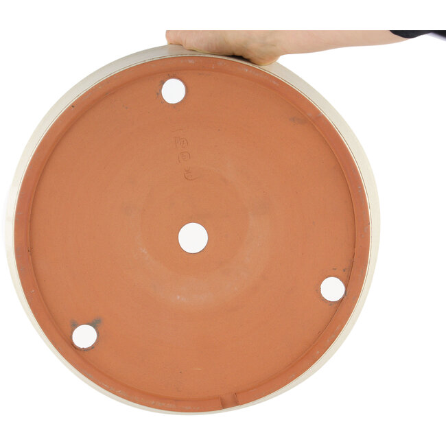 Round off-white bonsai pot by Shoko - 340 x 340 x 75 mm