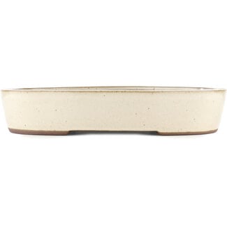 Yamaaki 403 mm  off-white bonsai pot by Yamaaki, Tokoname, Japan