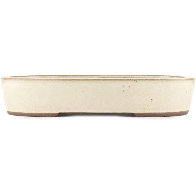 Oval off-white bonsai pot by Yamaaki - 403 x 317 x 77 mm