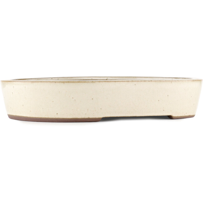 Oval off-white bonsai pot by Yamaaki - 403 x 317 x 77 mm
