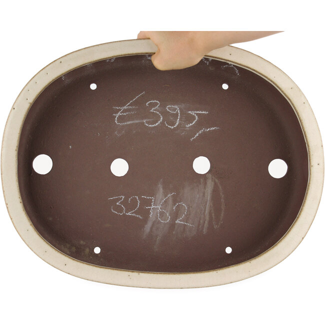 Ovale gebroken witte bonsaipot van Yamaaki - 403 x 317 x 77 mm