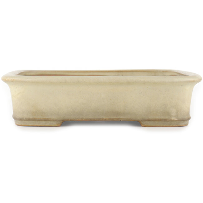 Vaso bonsai rettangolare bianco sporco di Yamafusa - 417 x 311 x 77 mm
