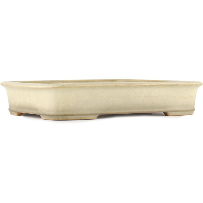 Rectangular off-white bonsai pot by Yamafusa - 417 x 311 x 77 mm