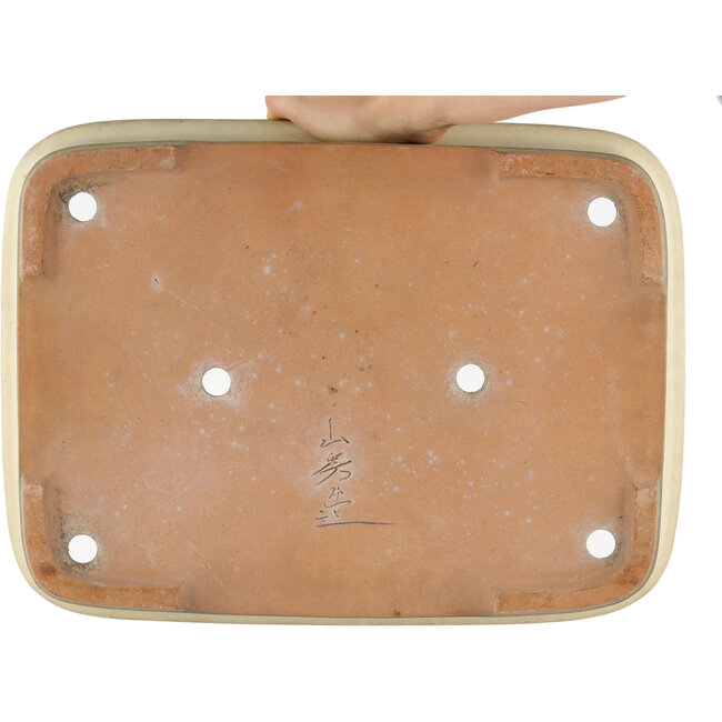 Maceta rectangular para bonsái blanco roto de Yamafusa - 417 x 311 x 77 mm