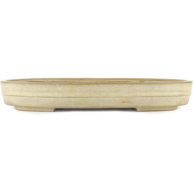 Oval off-white bonsai pot by Yamafusa - 403 x 306 x 57 mm