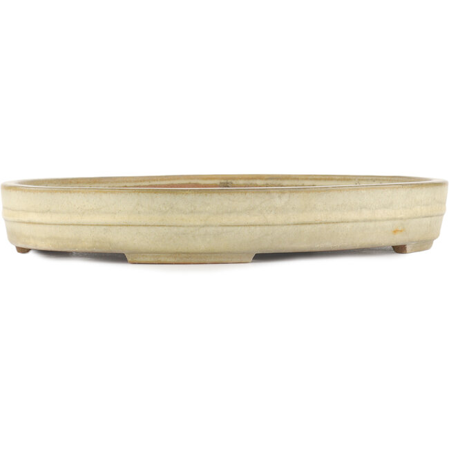 Oval off-white bonsai pot by Yamafusa - 403 x 306 x 57 mm