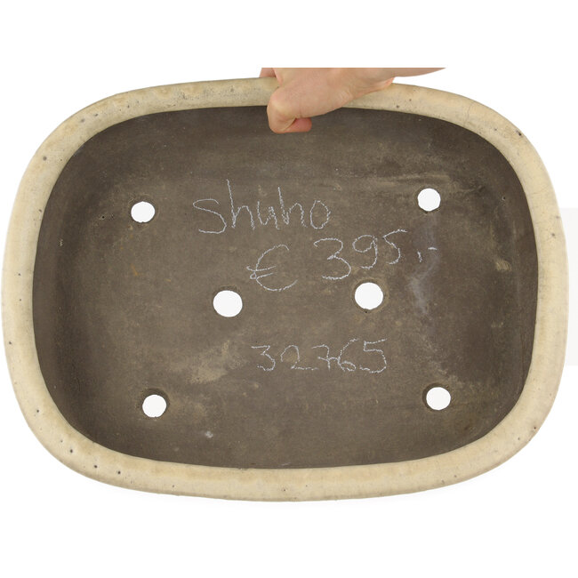 Rechthoekige gebroken witte bonsaipot van Shuhou - 417 x 321 x 82 mm