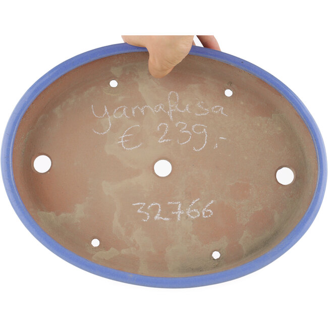 Ovale blauwe bonsaipot van Yamafusa - 320 x 229 x 47 mm