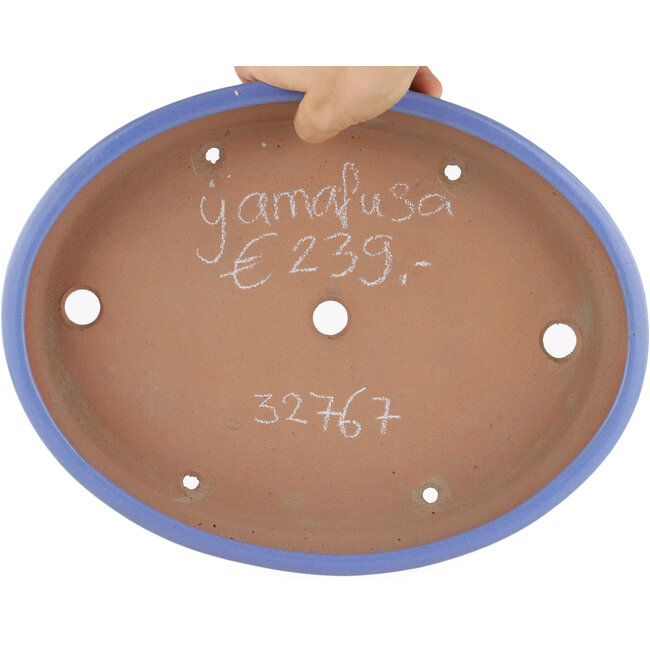 Ovale blauwe bonsaipot van Yamafusa - 302 x 232 x 42 mm