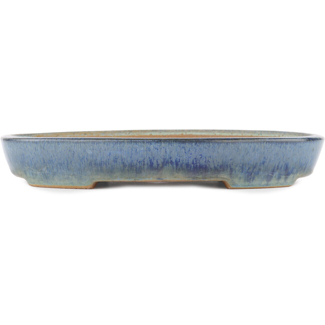 Oval blue bonsai pot by Yamafusa - 343 x 273 x 54 mm