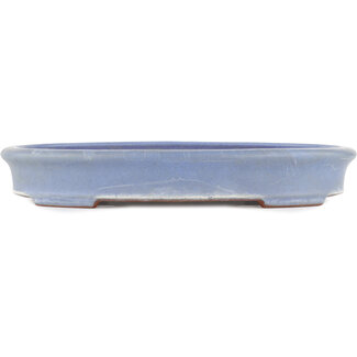 Yamafusa - Takehiko Koie 346 mm  blue bonsai pot by Yamafusa, Tokoname, Japan