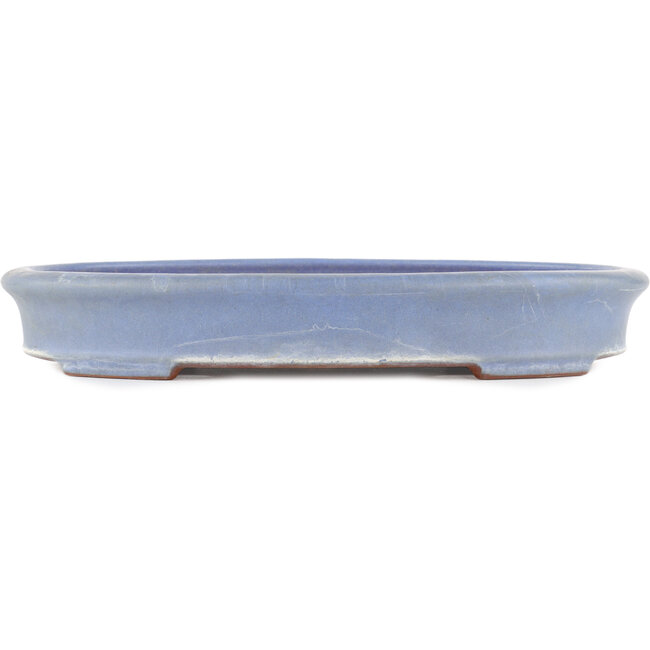 Oval blue bonsai pot by Yamafusa - 346 x 275 x 54 mm