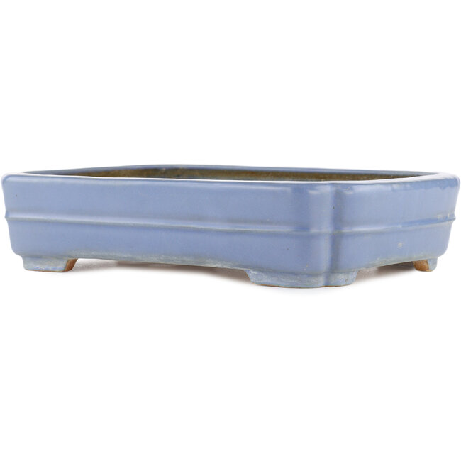 Rectangular blue bonsai pot by Hattori - 325 x 235 x 72 mm