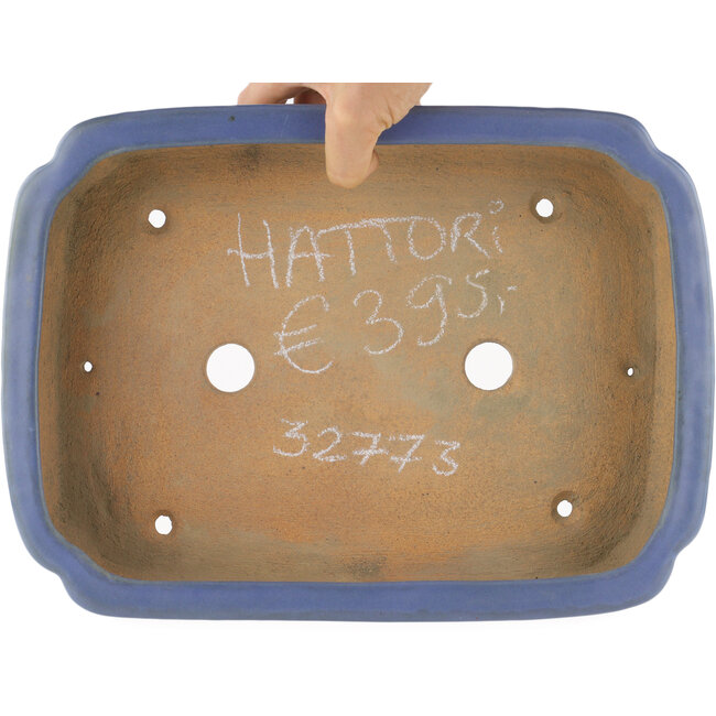 Maceta rectangular para bonsái azul de Hattori - 325 x 235 x 72 mm