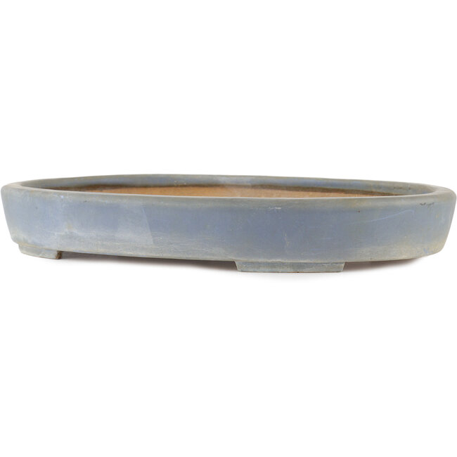 Pot à bonsaï ovale bleu par Hattori - 400 x 300 x 55 mm