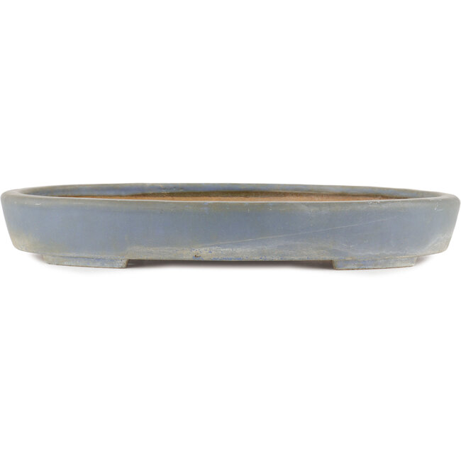 Oval blue bonsai pot by Hattori - 400 x 300 x 55 mm