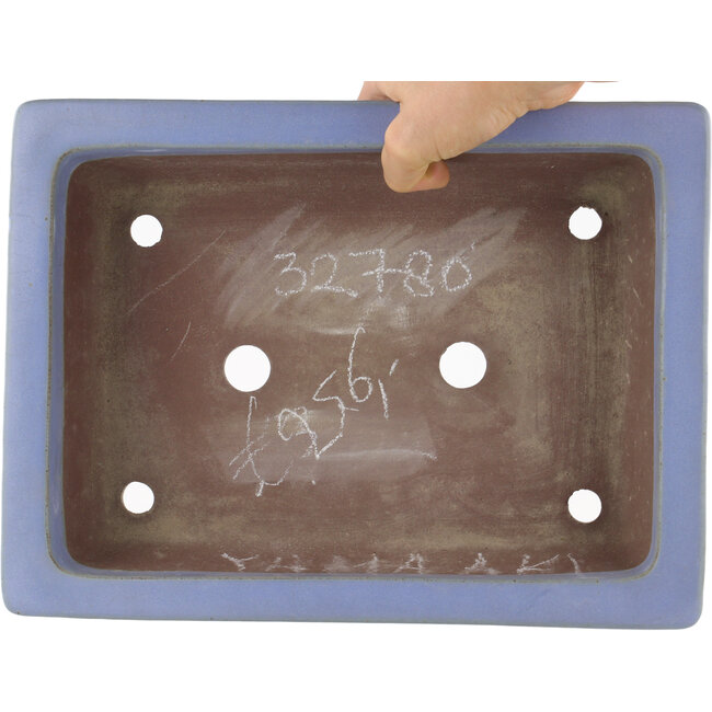 Rectangular blue bonsai pot by Yamaaki - 320 x 240 x 77 mm