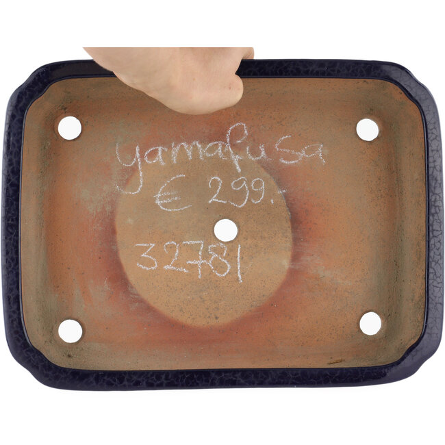 Rechteckiger blauer Bonsai-Topf von Yamafusa - 310 x 230 x 60 mm