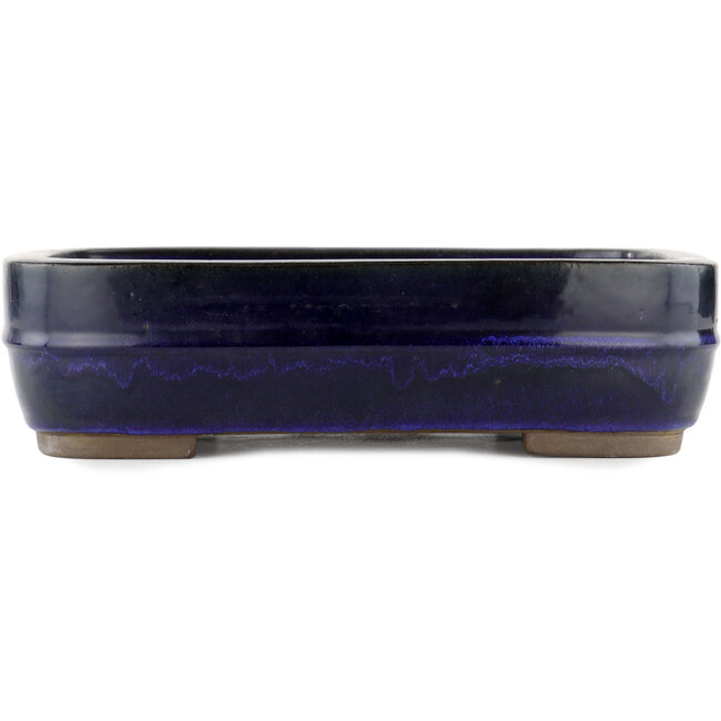 Rectangular blue bonsai pot by Yamaaki - 317 x 244 x 83 mm