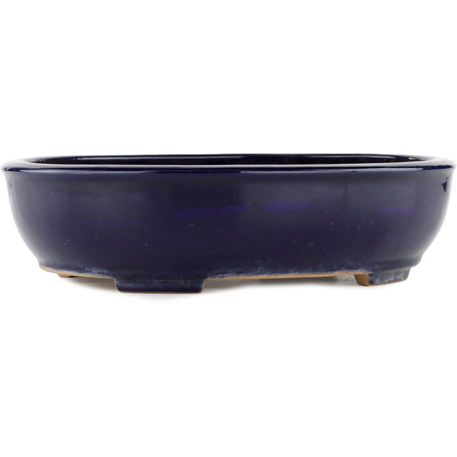 Ovaler blauer Bonsai-Topf von Yamafusa - 345 x 272 x 87 mm