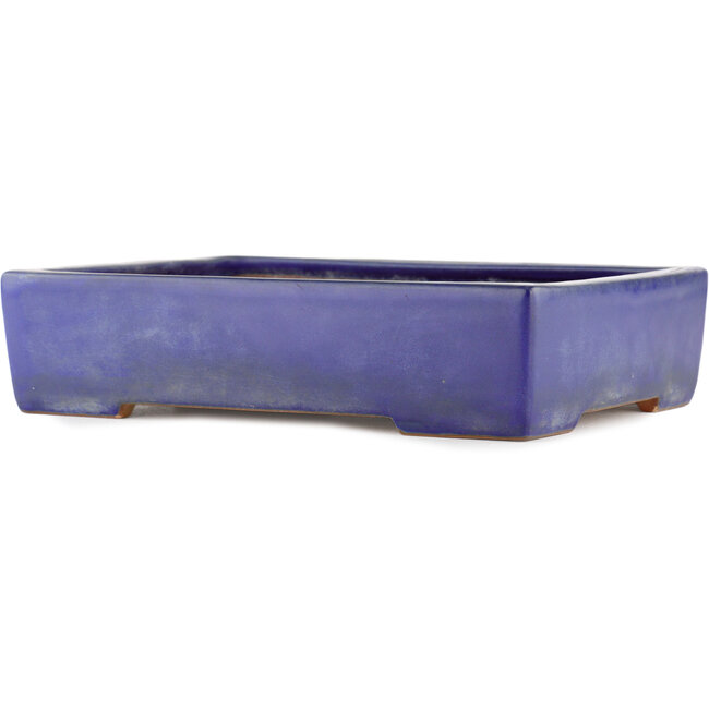 Rechthoekige blauwe bonsaipot van Yamafusa - 302 x 247 x 72 mm