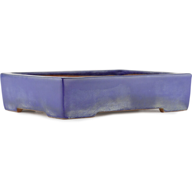 Rechthoekige blauwe bonsaipot van Yamafusa - 302 x 247 x 72 mm